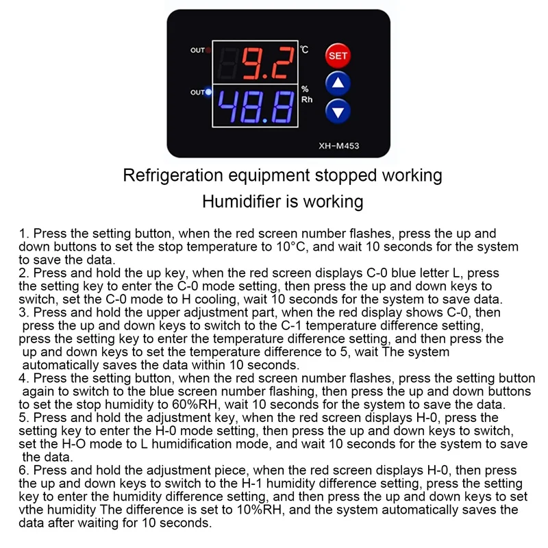 XH-M453 Temperature Humidity Controller Humidity Control Switch Digital Display Dual Output 12V-24V