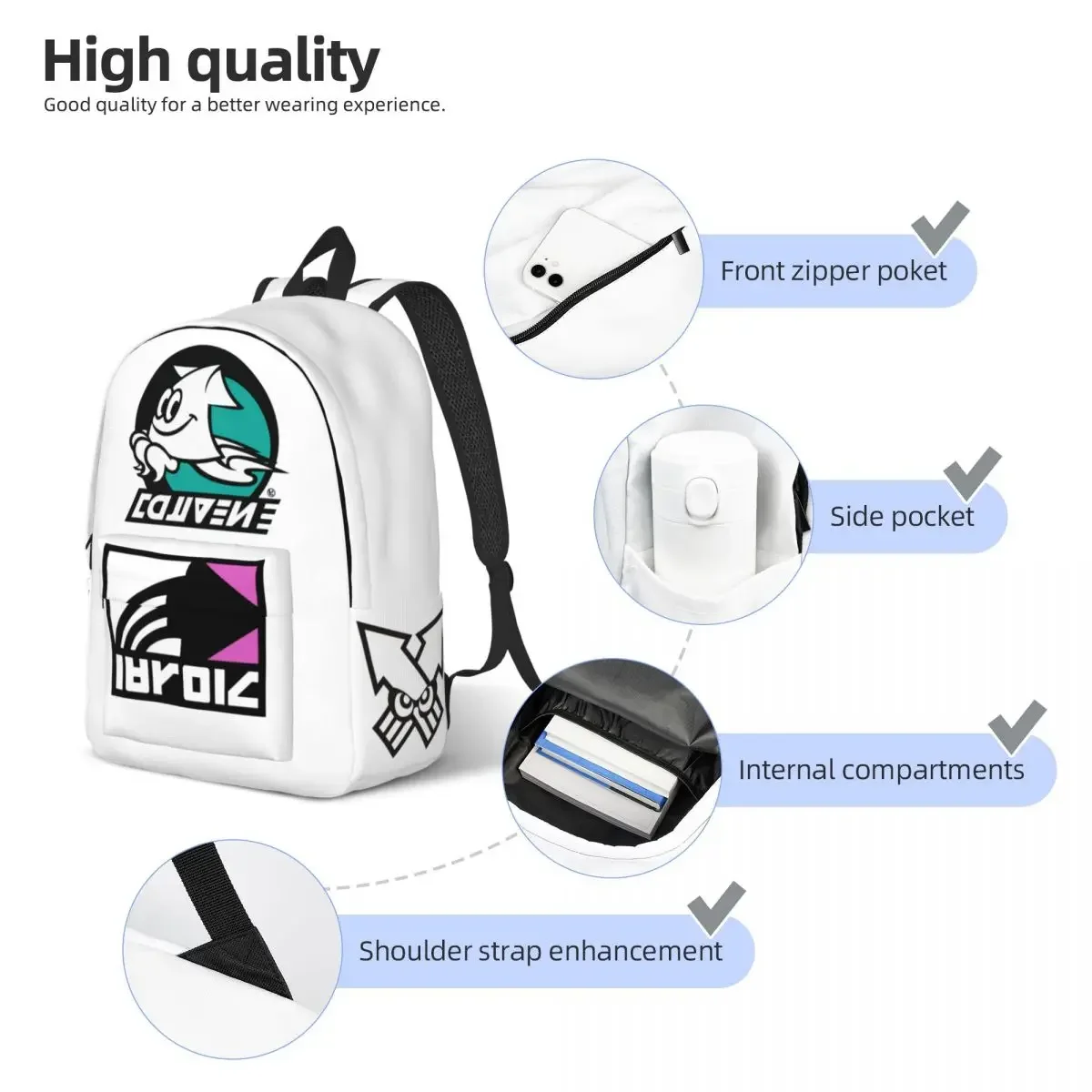 Splatoon Game Backpack Middle High College School Student Octopus Bookbag Teens Canvas Sports Daypack for Outdoor Travel