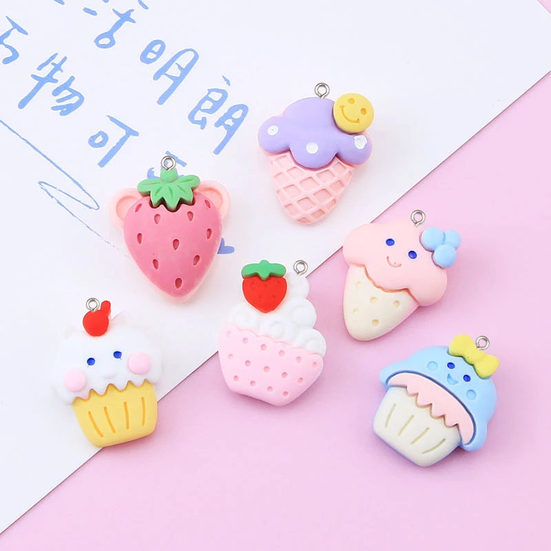 100pcs Resin Cartoon Ice Cream Charms Pendants for Jewelry Making Earring Necklace Accessories Findings DIY Craft