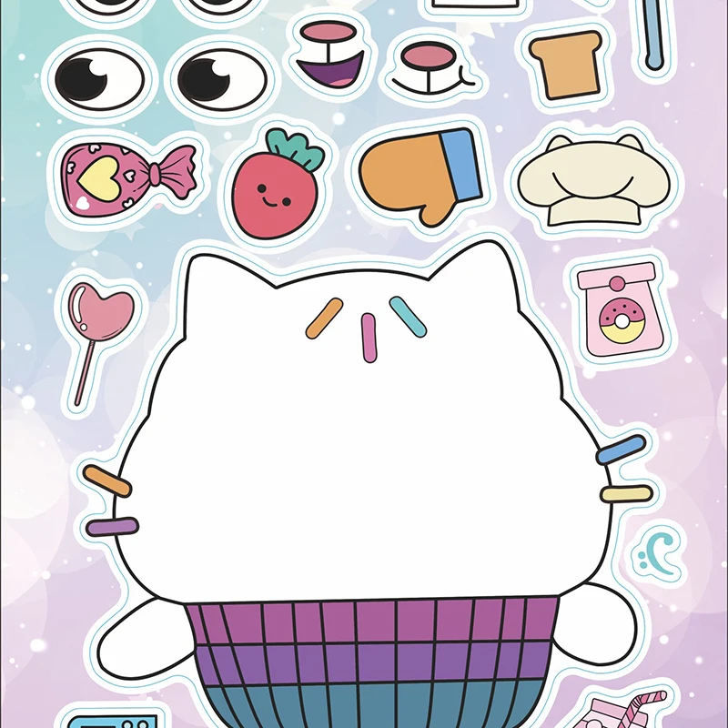 6 hojas de pegatinas de rompecabezas para casa de muñecas de Gabby, libro mayor de rompecabezas interactivo de dibujos animados para padres e hijos, pegatinas faciales DIY