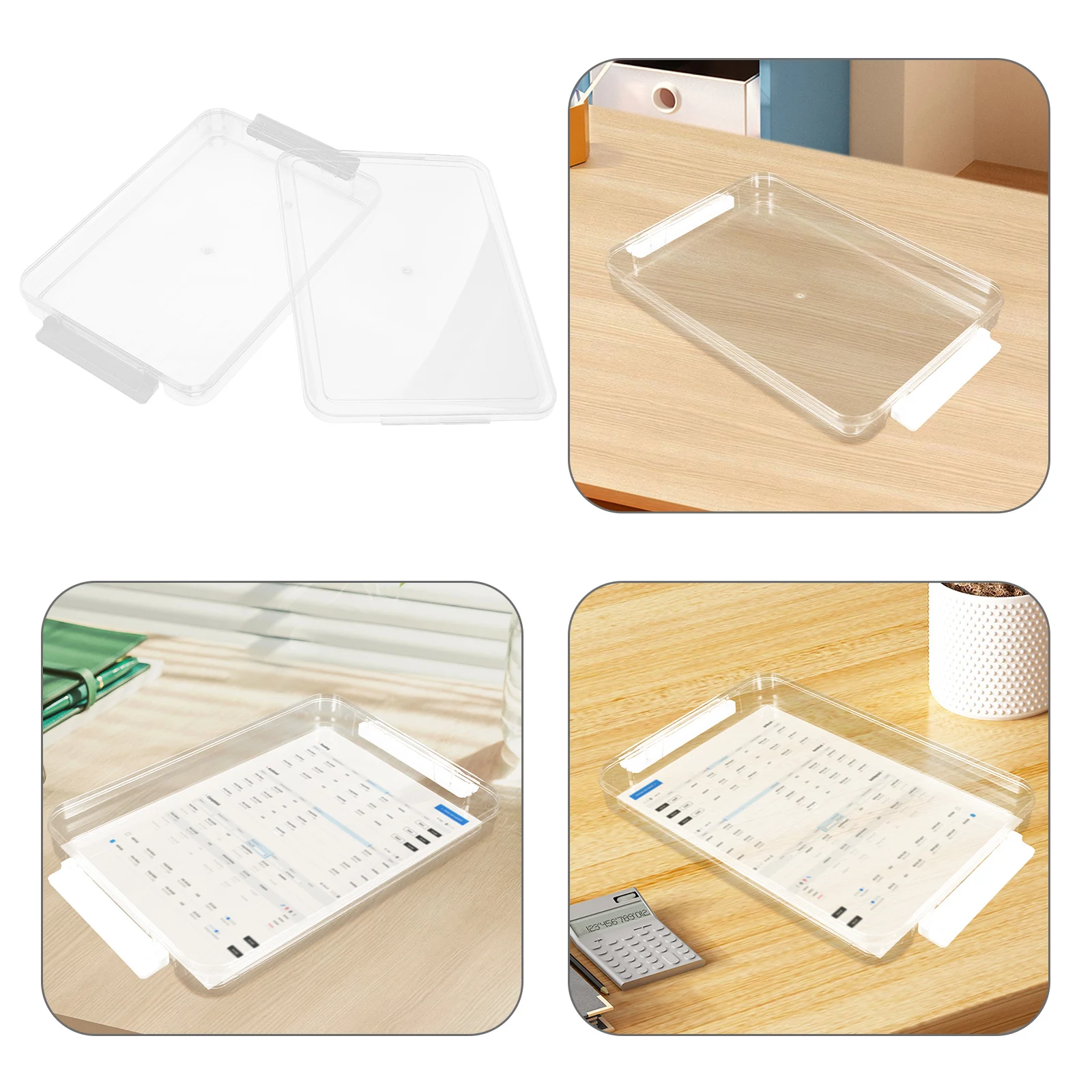 

Clear File Box Storage Bins with Lids Organizer Cases for Documents Papers Office Supplies Waterproof Acrylic Document Storage