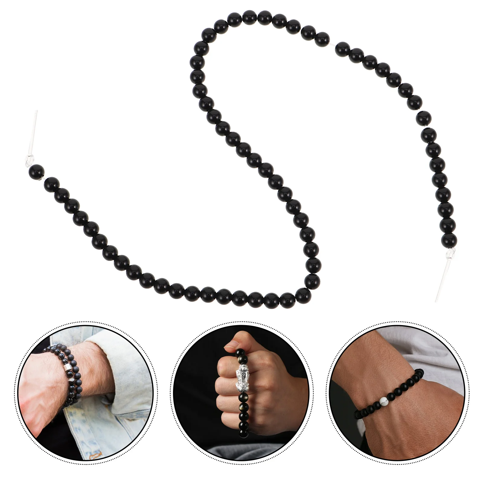 

1Set Natural Obsidian Stone Beads Black 6mm Round Loose Beads Jewelry Making DIY Supplies Friendship Bracelet Necklace Earrings
