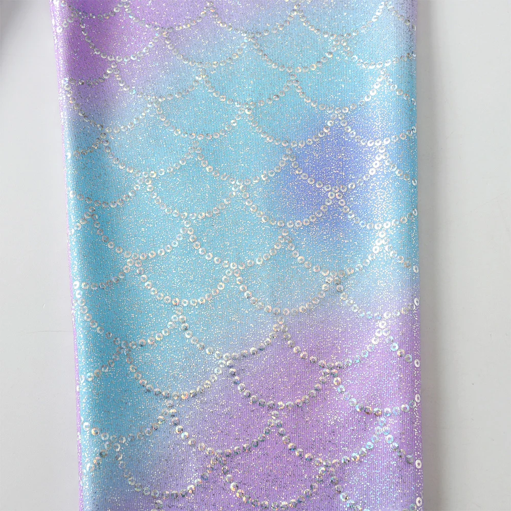 Mädchen-Leggings mit Meerjungfrauen-Print und mehrlagigem Mesh-Tutu-Rock für Tanz, Kinder-Ombre-Schuppen-Glitzer-Polyester-Hosen mit Farbverlauf – Detail 9