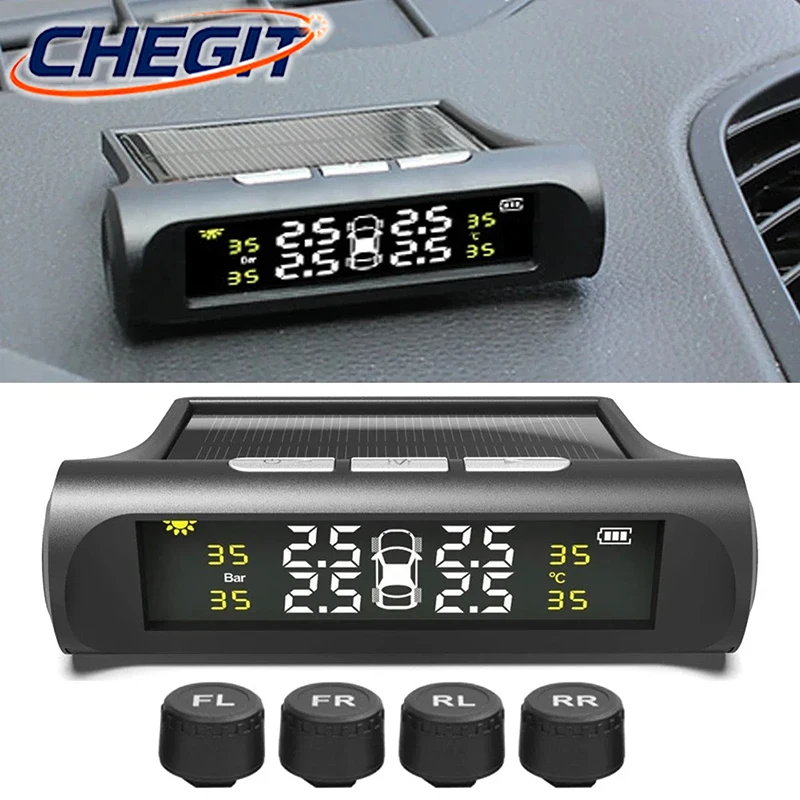 TPMS Digital LCD Display Smart Car Tyre Pressure Monitoring System 4 PCS Internal External Auto Security Systems Car Accessories