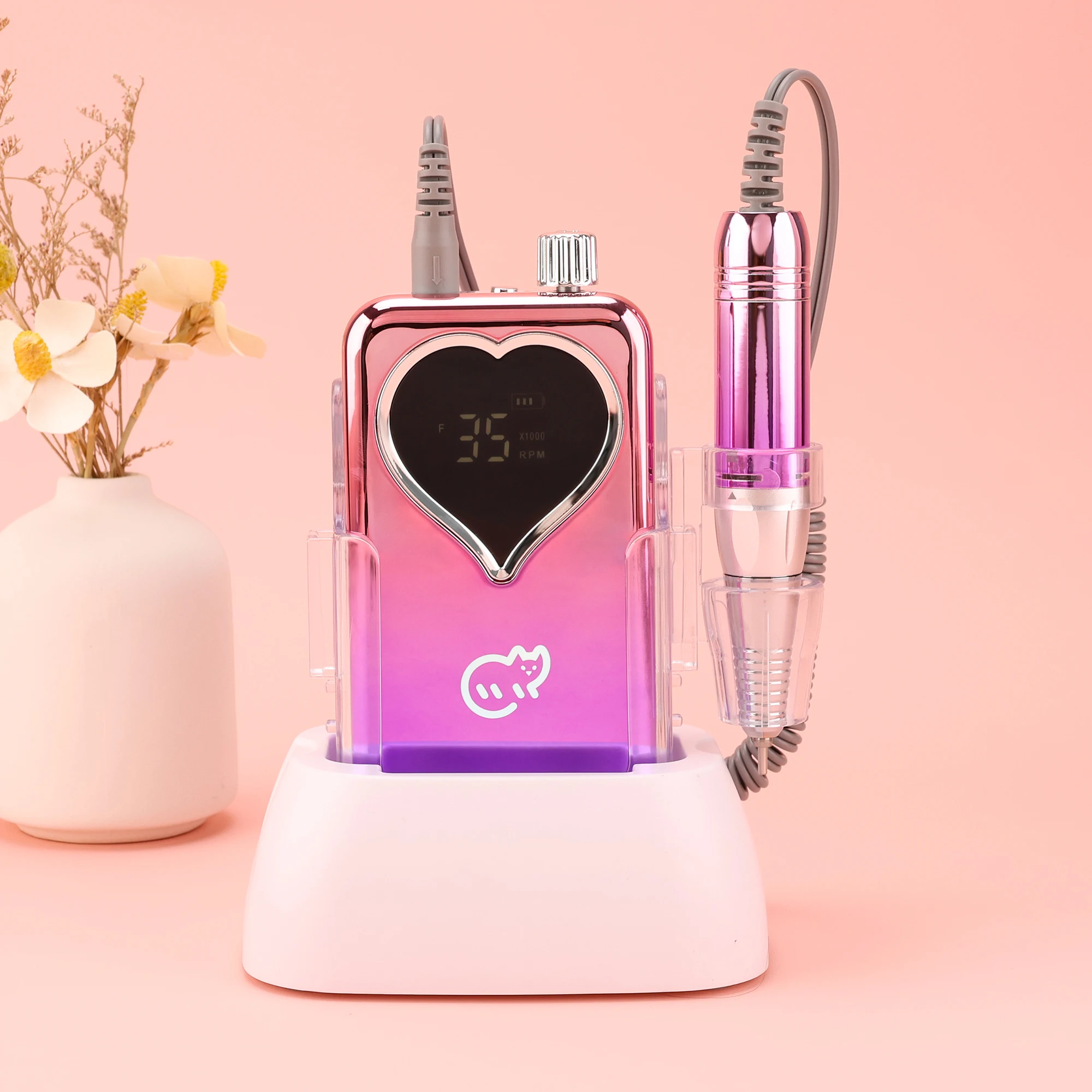 مثقاب أظافر مخصص منخفض الضوضاء قابل لإعادة الشحن لعام 2025 مع ملصق مدمج 35,000 دورة في الدقيقة ملف إلكتروني لاسلكي #2