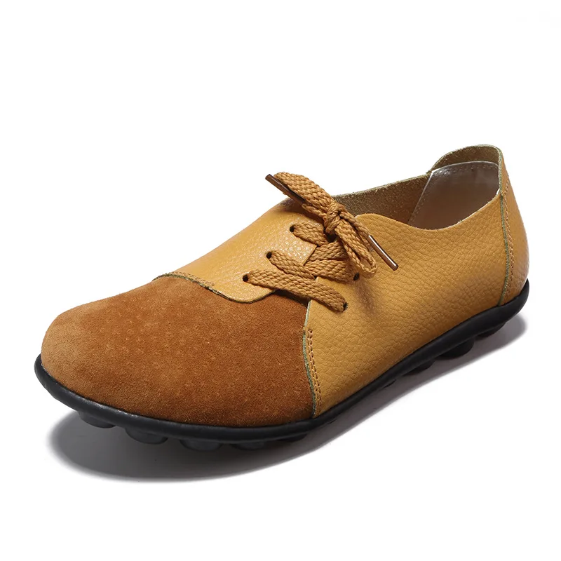 Woman\'s Flats Shoes woman Soft Genuine Leather Big Size Boat Shoes for Women