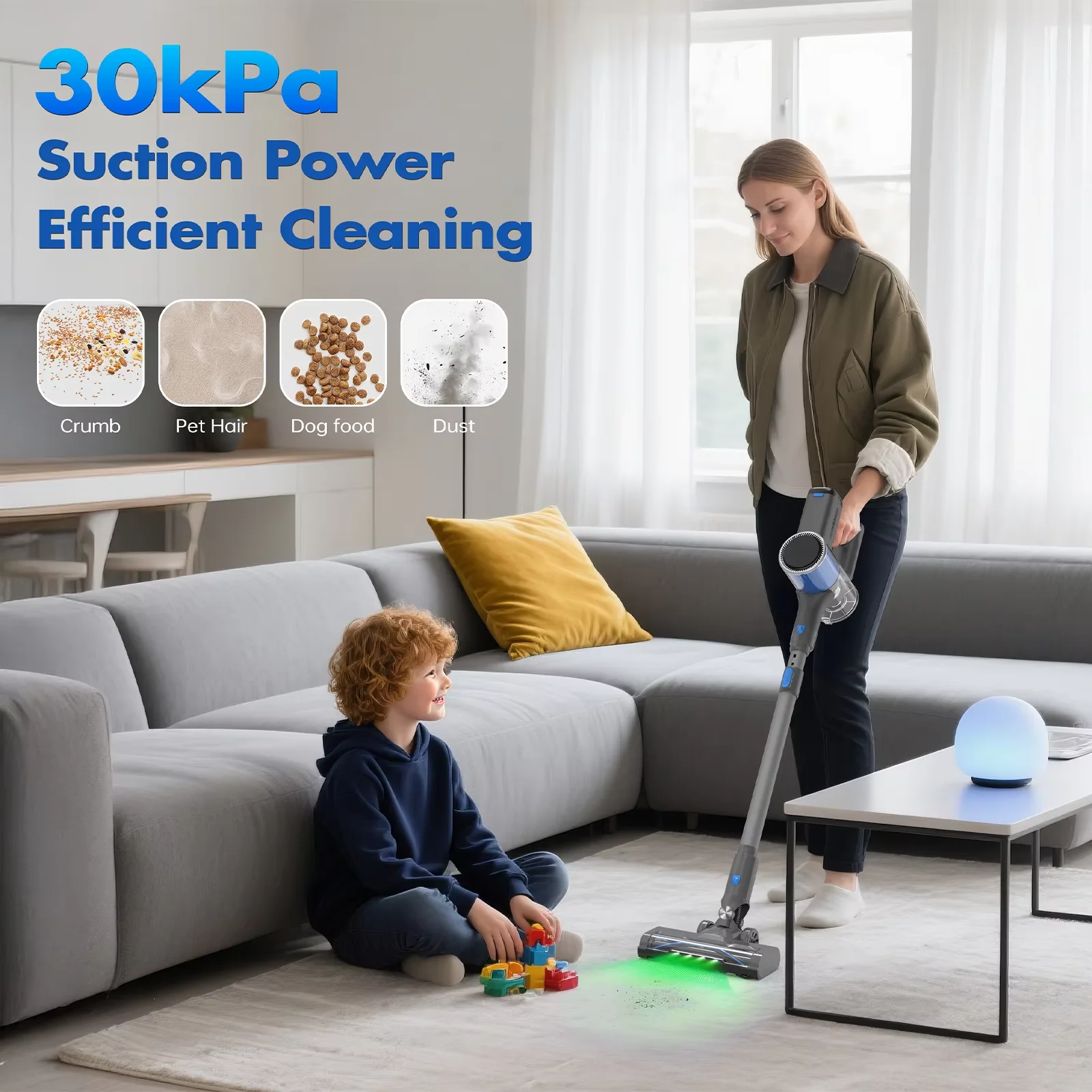 STLFVersatile Lightweight Cordless Stick Vacuum Cleaner 40 Mins Long Runtime for Carpet Hardwood Floors Pet Hair Dry Upgrade Ver