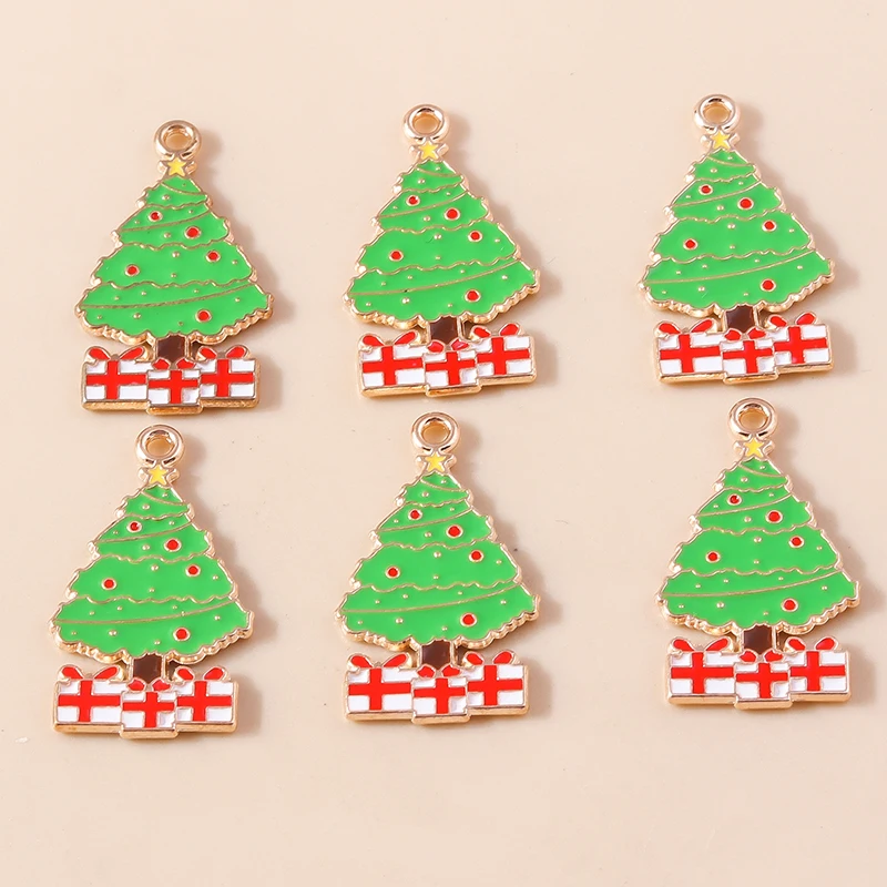 20 Stück 16x28mm Niedliche Emaille-Weihnachtsbaum-Anhänger für Schmuckherstellung, Neujahrs-Halsketten, Ohrringe, Armbänder, DIY-Bastelgeschenk – Detail 2