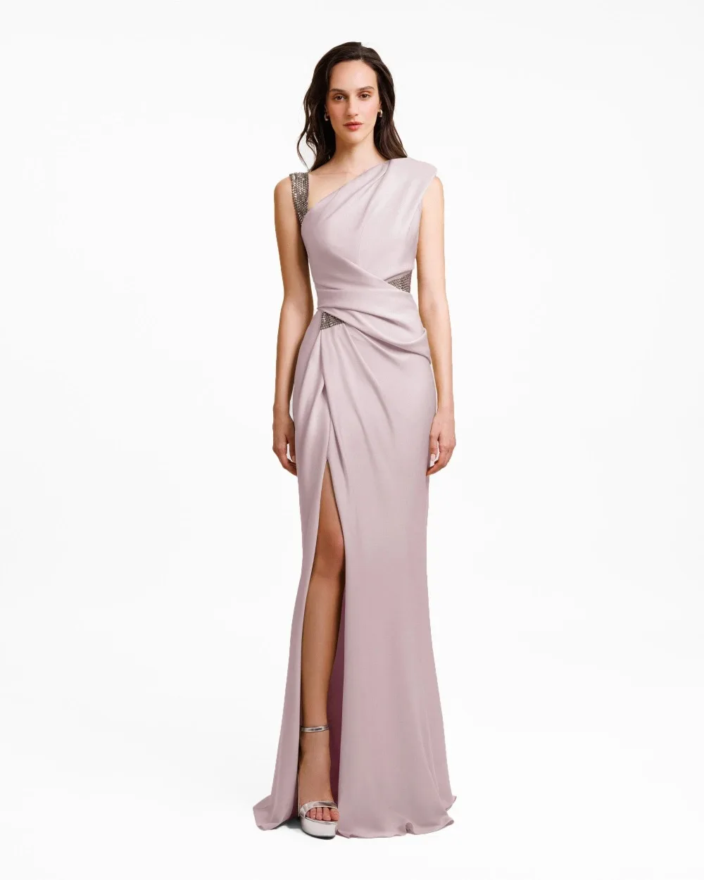 Pink Jersey Sexy Backless Sleeveless A-line Thigh Slit Floor Length Gowns Women's Back Zipper Evening Dress Saudi Arabia Dress