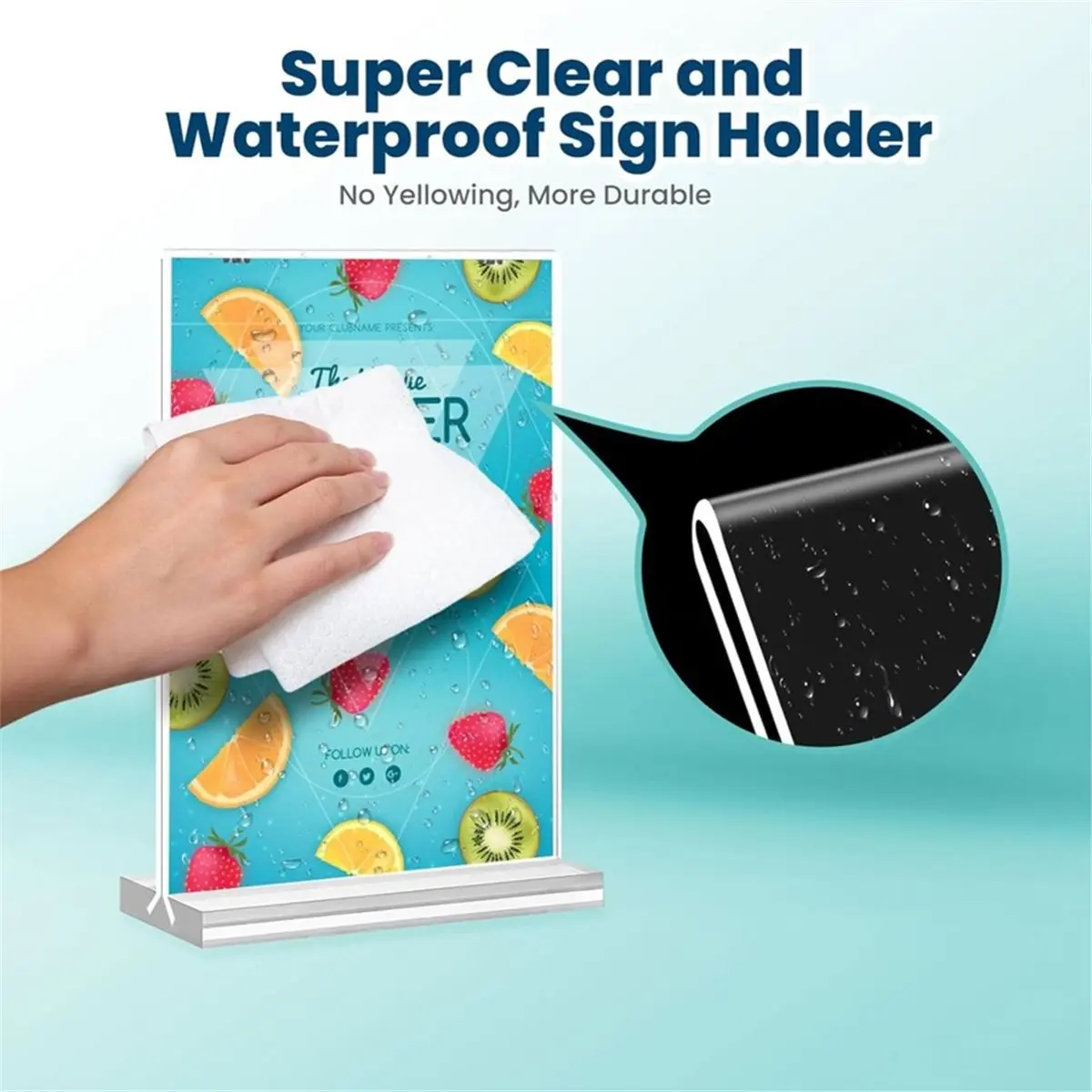 Acrylic Sign Holder, 5x7, 15 Pack Vertical Clear Table Menu Display,Suitable for Restaurants, , Store, Fair