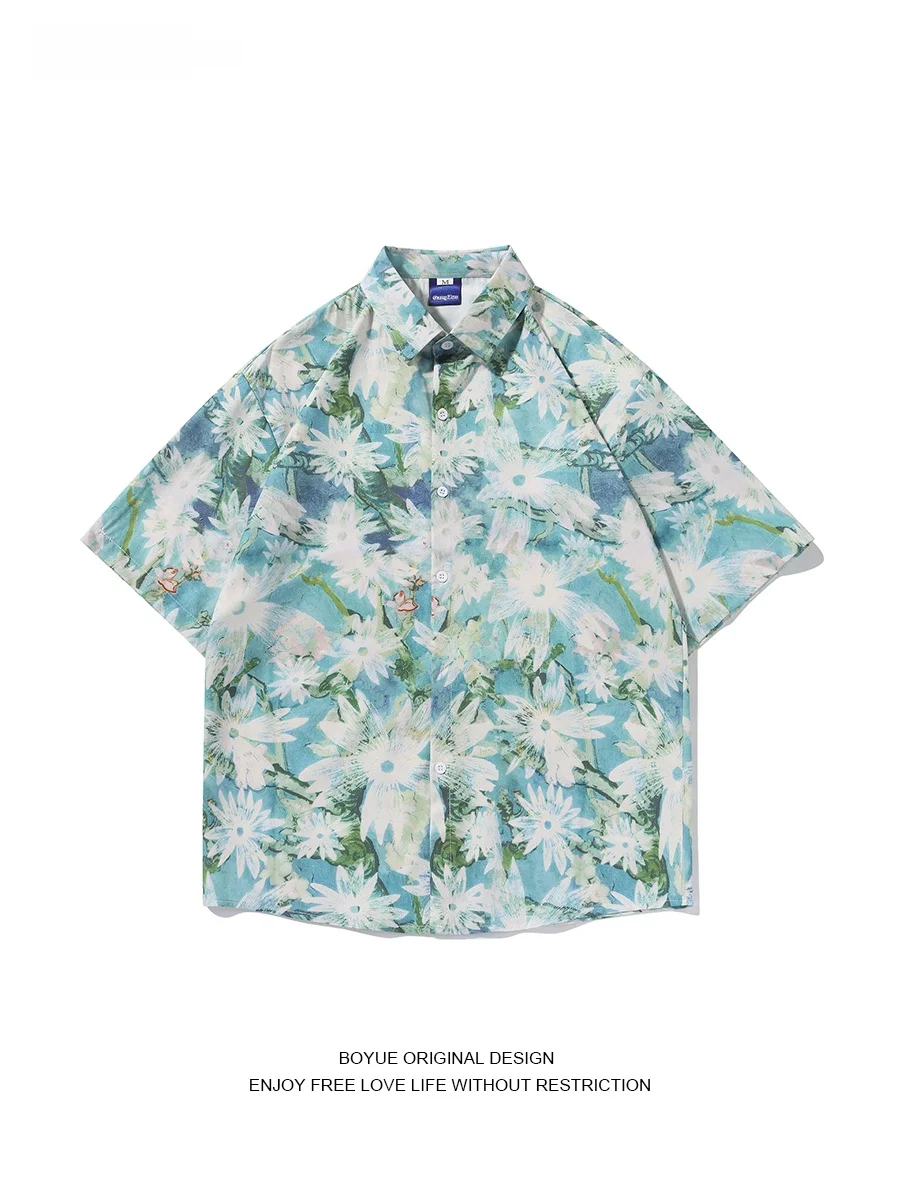 

Boyue Summer Lazy Sle Floral Print Collar Loose Casual irt ex Travel Wear ort Sve Youth Faion Casual Outerwear