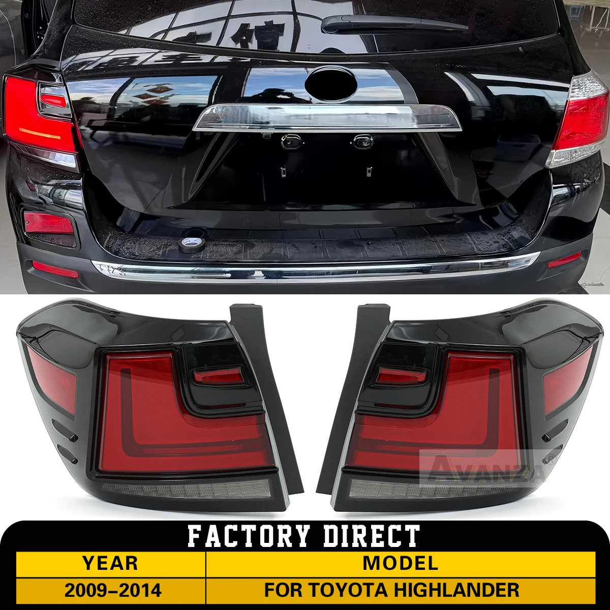 For Toyota HIGHLANDER 2009-2014 LED Tailights Sequential Turn Signal Animation SequentialIndicator Rear Lamps Assemb