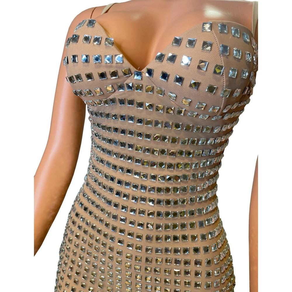 Frauen feiern Abschluss ball Geburtstag Kleid bling Strass sexy Slip Kleid Performance Show Bühnen kostüm