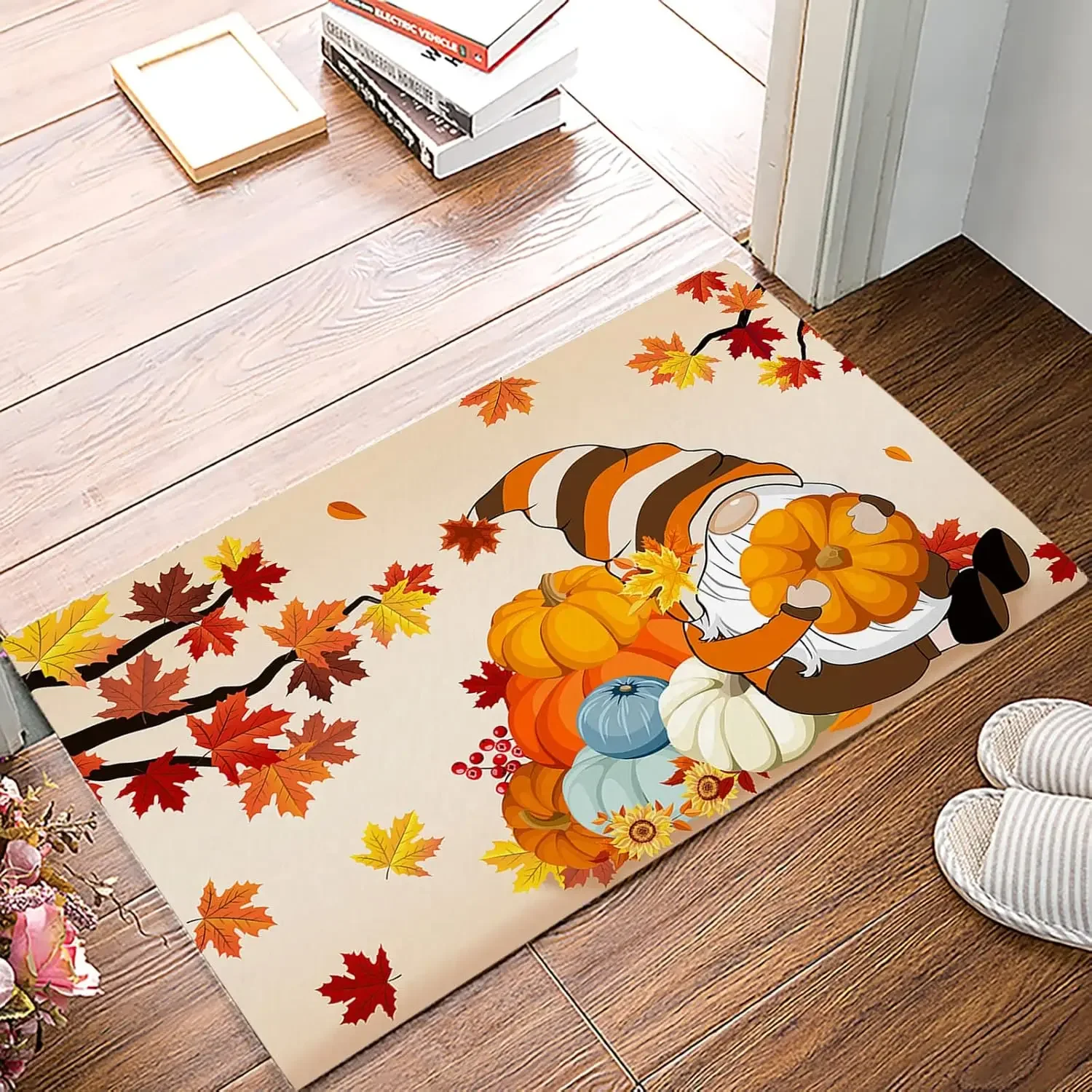 

Осенняя тыква, кленовые листья, гномы, передний входной дверной коврик, декор, кухонный коридор, балконные коврики, прикроватный напольный коврик для спальни, декор