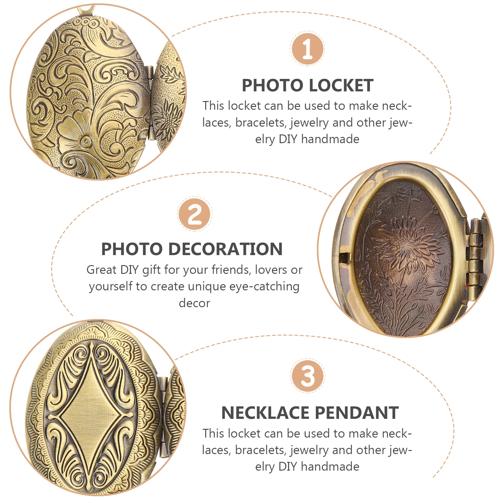 

3pcs Heart Shape Photo Pendant Metal Picture Lockets Necklace Diy Jewelry Decoration Box Locket For Women Men Locket Necklace