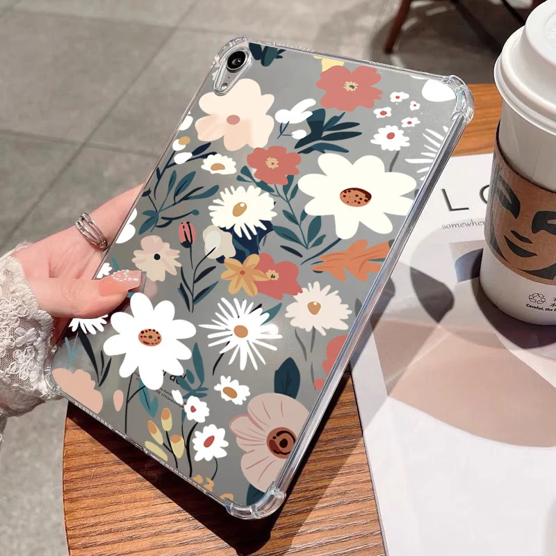 Summer Colorful Flower Smile Case For iPad 10th/9th/ 8th/ 7th Generation 10.2 inch Case,For Air 5/4/3 MiNi  5/6 Soft Clear Cover