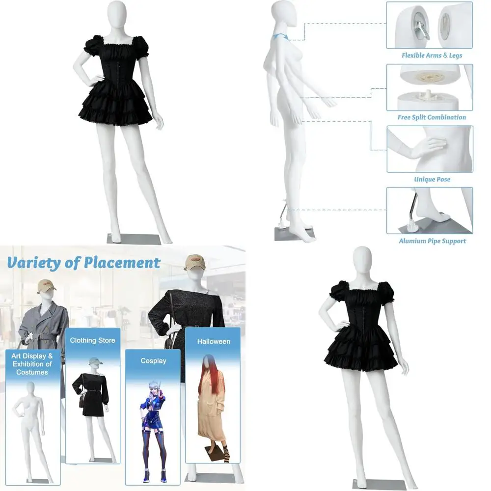 

Женский манекен 70 см для демонстрации одежды - Реалистичный манекен в полный рост для розничной торговли, костюмов и мероприятий, белый