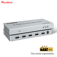 4K 60Hz HDMI 4X1 Quad Multi Viewer Switch 4 in 1 out HDMI Screen Multiviewer Seamless for 180'270' Flip PIP Picture in Picture