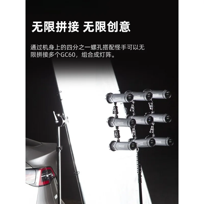 GC60 مصباح يدوي للفيلم والتلفزيون درجة حرارة اللون المفرد والمزدوج 60 وات ضوء ناعم للتصوير الفوتوغرافي ضوء الاستوديو المحمول #3