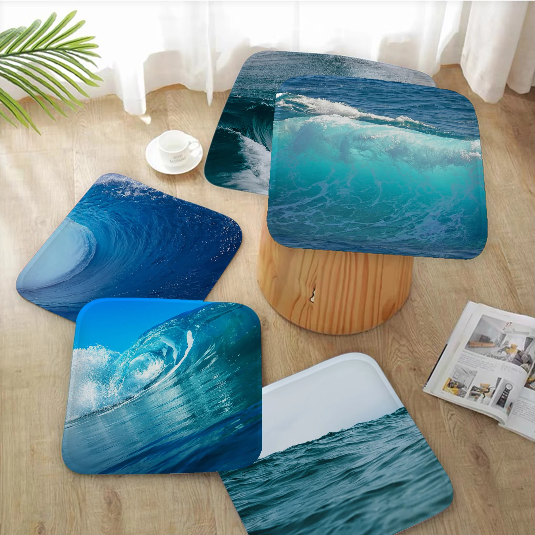 Blue Seawater Cushion Mat Modern Minimalist Style Sofa Mat Dining Room Table Chair Cushions Unisex Fashion Cushion Pads