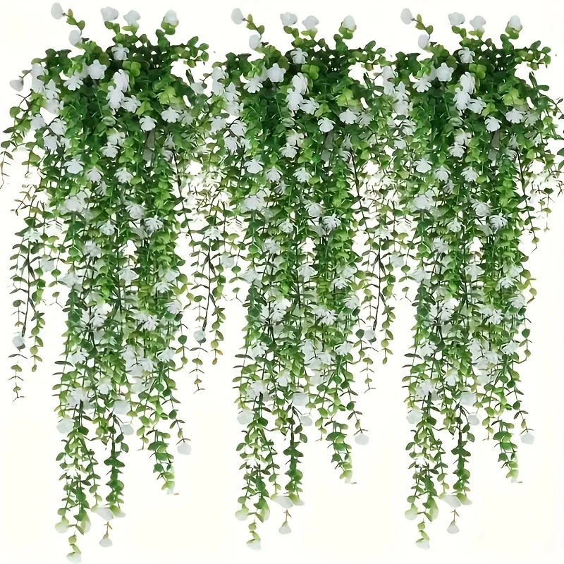 4 Stück Künstliche Hängepflanzen, Künstliche Eukalyptus-Blätter, Grüne Ranken, UV-beständige Kunststoffpflanzen für den Außenbereich 2026 – Detail 2
