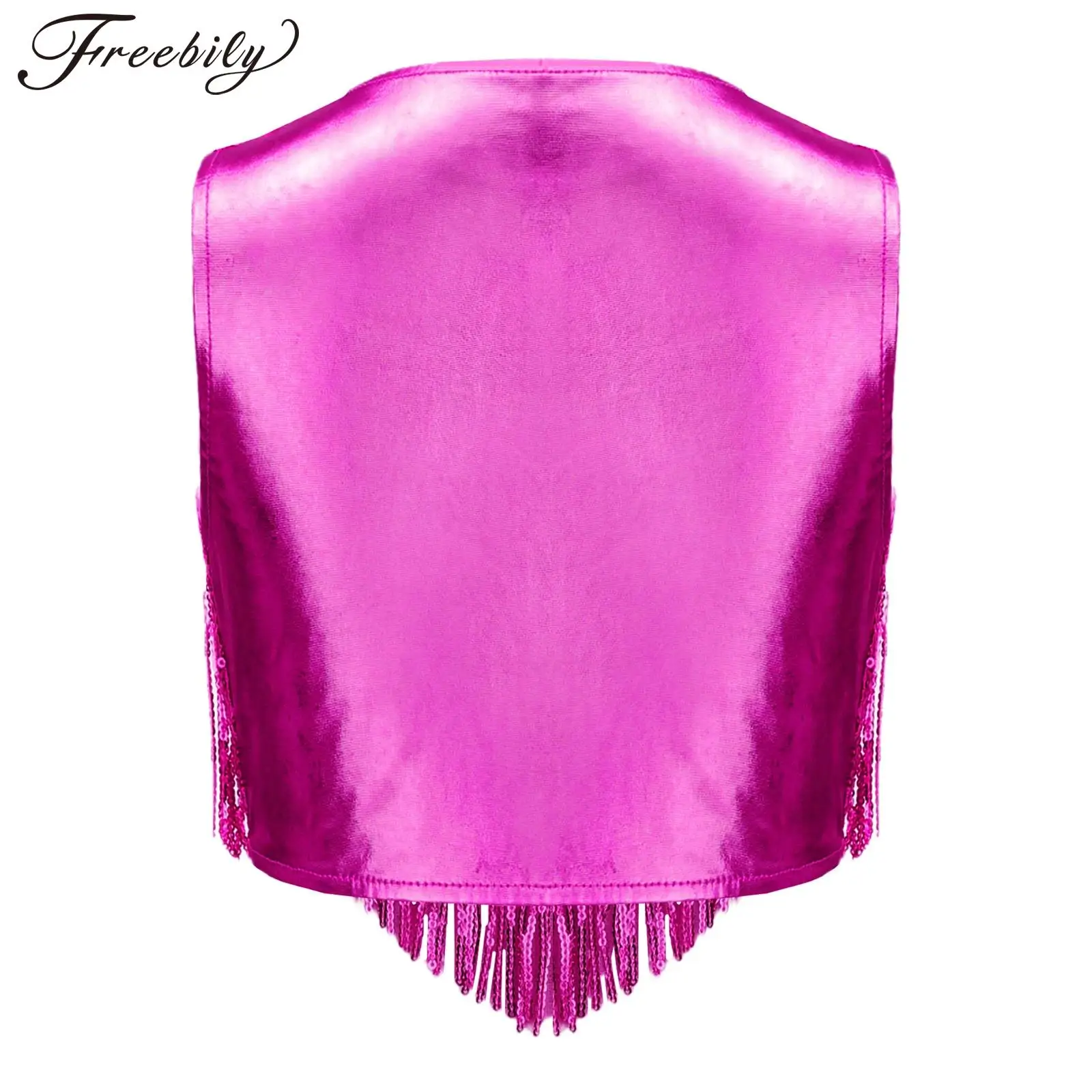 

Костюмы пастушки на Хэллоуин для девочек, жилеты на бретелях с блестками и кисточками, металлическая накидка, карнавальный топ, наряд для дискотеки 60-х, 70-х годов