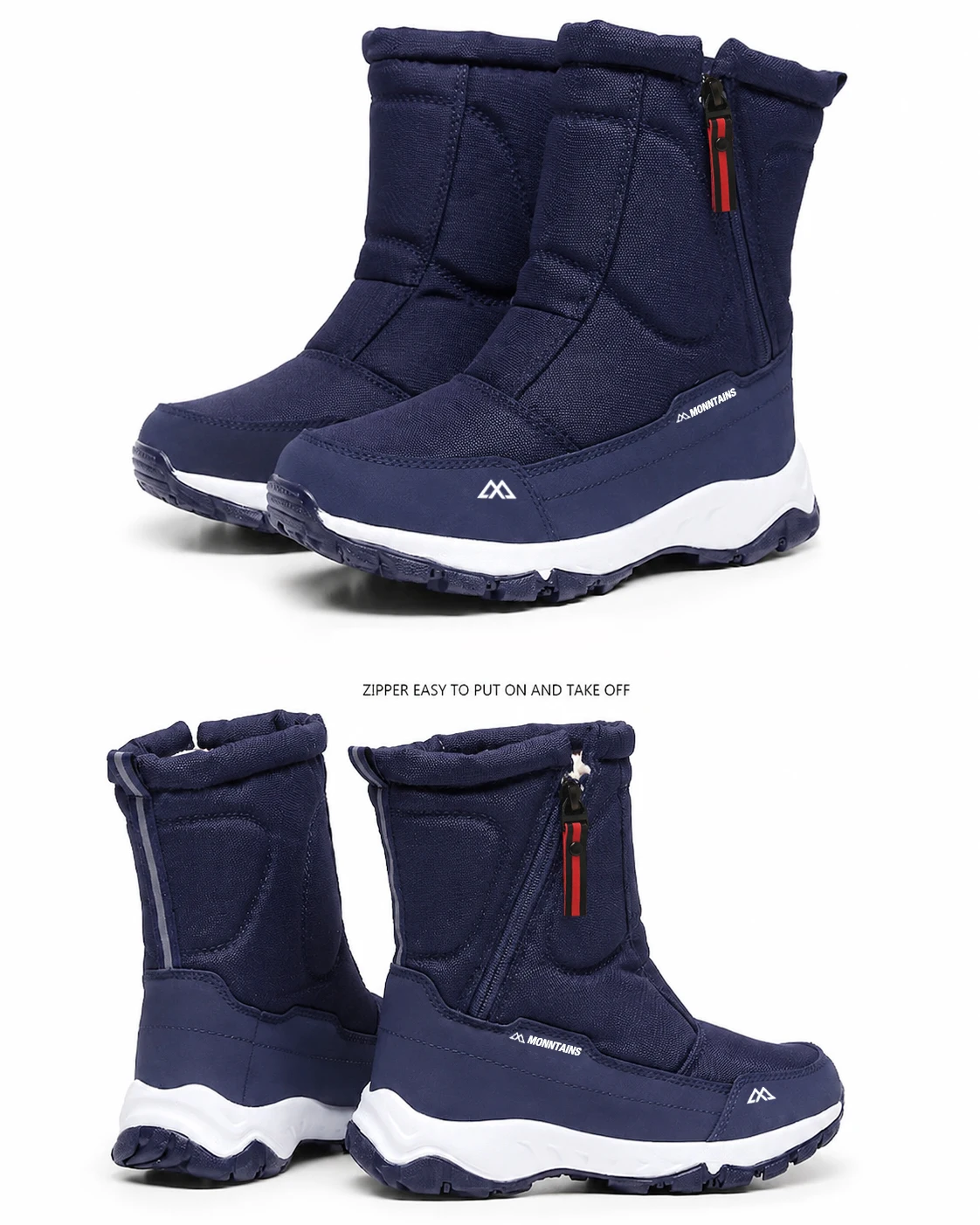 Herrenstiefel, Winterschuhe für Herren, warme Schneestiefel, kniehohe Herrenschuhe, warme Schuhe, dicke, flauschige Winterschuhe für Herren und Damen, Baumwollschuhe. – Detail 4