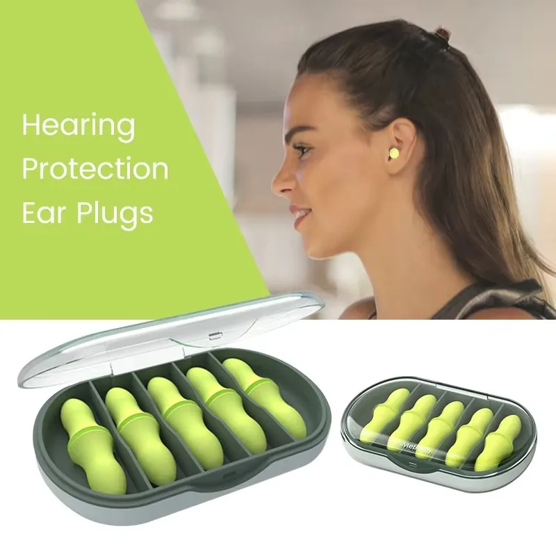 10Pcs/Box Reusable Soft Foam Earplugs Anti-Noise Sleep Earplugs with Slow Rebound Comfort Fit Soundproof Noise Reduction