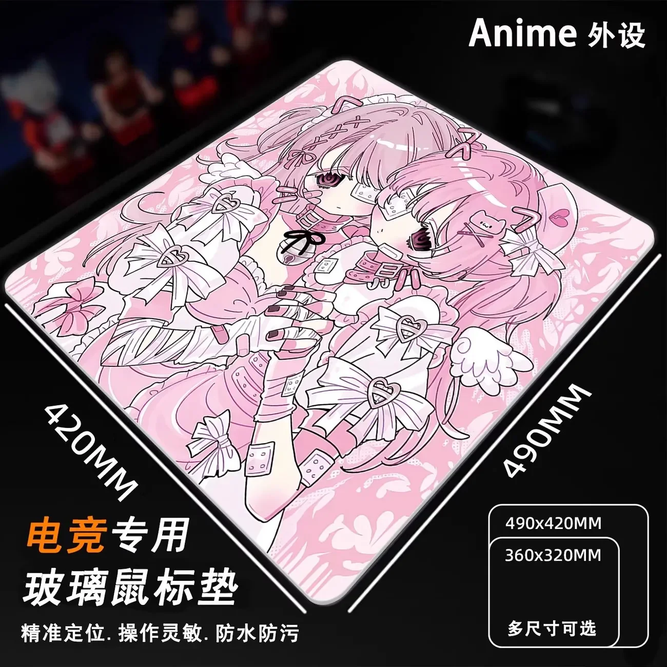 

Коврик для мыши с изображением аниме-девушки в розовом стиле Y2K, HD, настраиваемый, из закаленного стекла, гладкий, для киберспорта, офиса, компьютера, настольный коврик