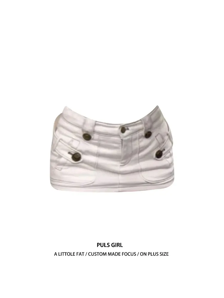 

Retro American Washed Button Design Denim Skirt Women's Slim Fit Summer New Style Spicy Girl High Waist Short Skirt