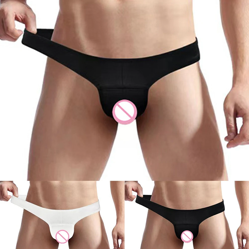 Sexy Mens Bare Buttocks Briefs Crotchless Underwear Open Front Peni Hole Panties Detachable Buttons G-string Thong Underpants