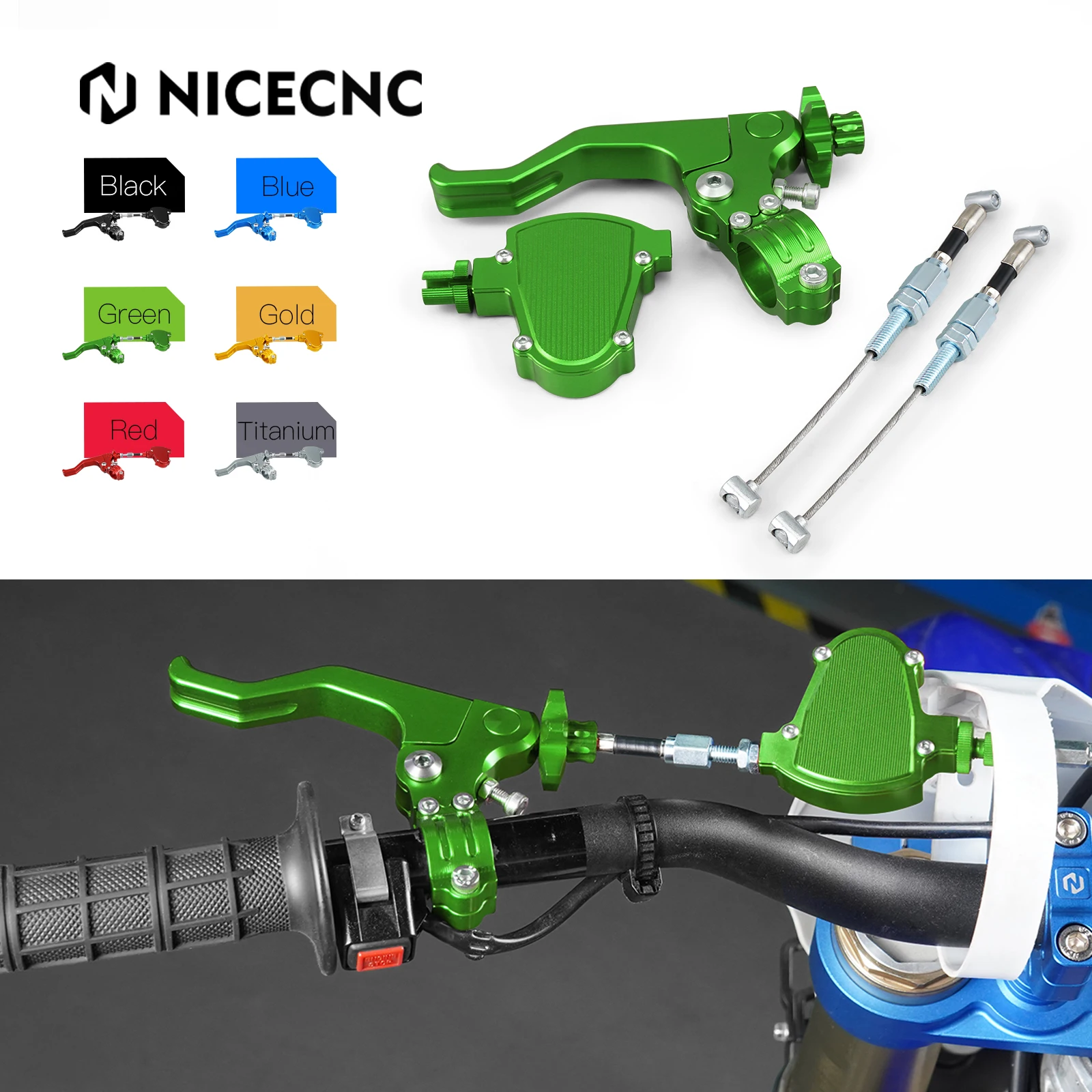 

CNC Short Stunt Clutch Lever Easy Pull Cable System Kit For Kawasaki KX 65 80 85 125 250 250F 450F KXF 250 450 KDX KLX 125 250