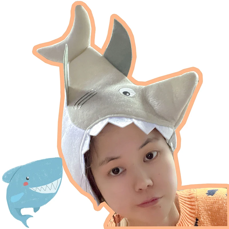 Creative Stereoscopic Plush Shark Hat Halloween Costume For Adult Funny Animal Hats