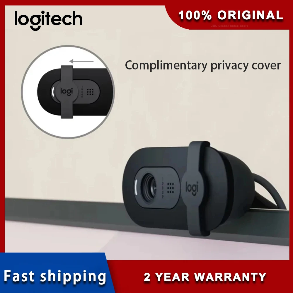 

Оригинальная веб-камера Logitech Brio 90 HD 1080p с автоматической балансировкой света, встроенным затвором конфиденциальности и встроенным микрофоном