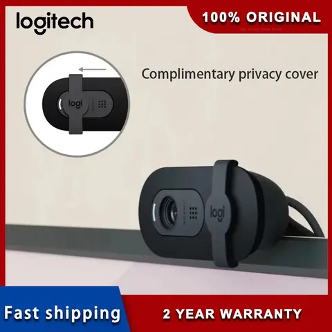 Original Logitech Brio 90 HD 1080p webcam with automatic light balancing, integrated privacy shutter, and built-in microphone
