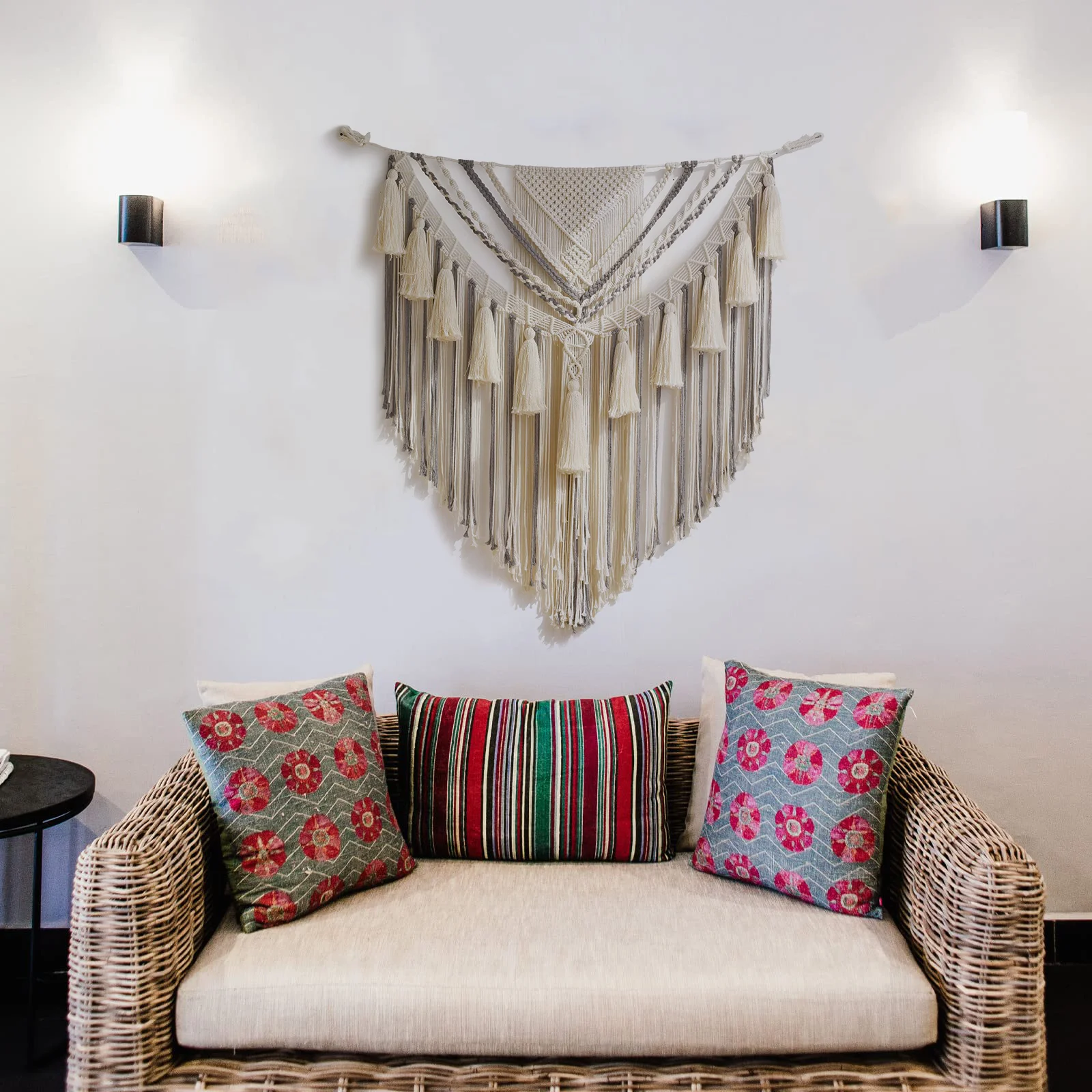 1 قطعة مكرامية رمادية الجدار الشنق كبير مكرامية بوهو نسيج اليدوية المنسوجة نسيج الفن الحرف ل جدار غرفة نوم المعيشة شقة #3