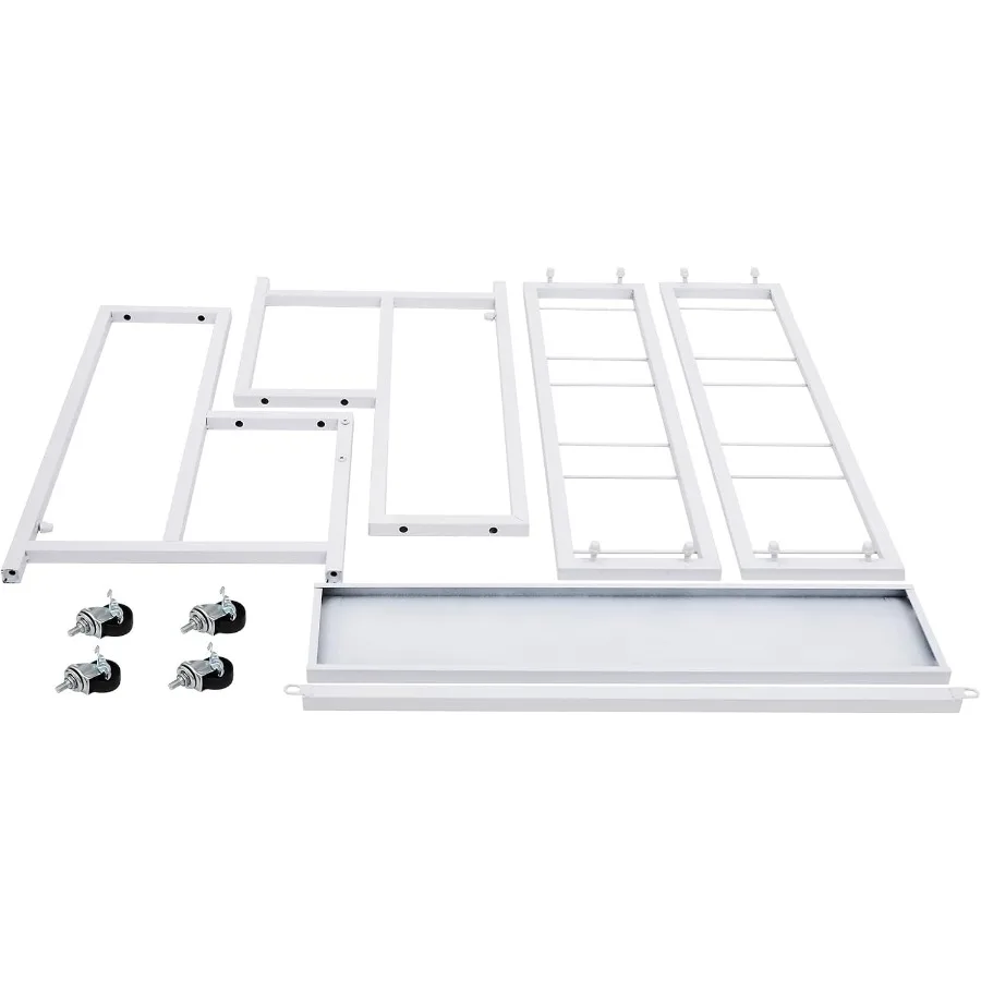 حامل عرض زهور من طبقتين مع 6 دلاء عربة زهور متدحرجة شديدة التحمل مع عجلات للاستخدام الداخلي والخارجي نبات متين #6