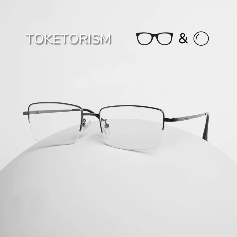 Toketorism Presbyopic Glasses Woman Titanium Alloy Half Frame Prescription Eyeglasses Men Minus Diopter Glasses