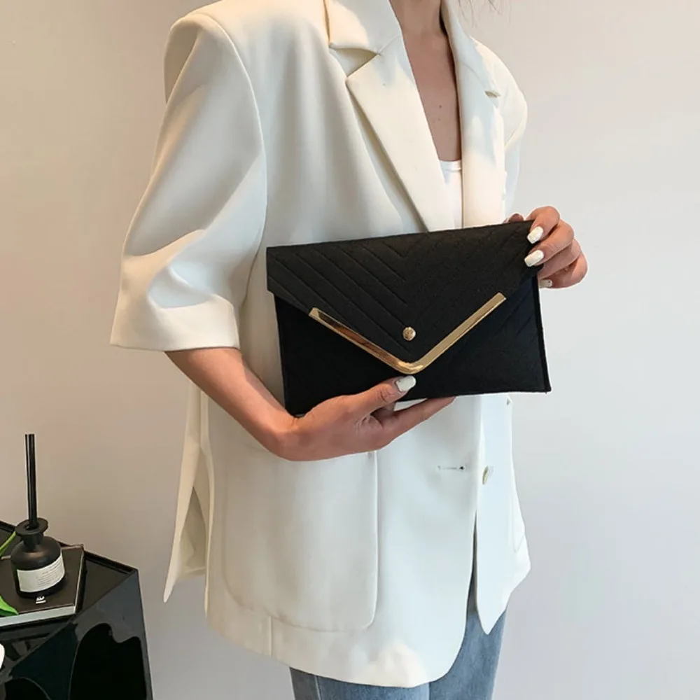 Trendy Evening Clutch Bag Solid Felt Envelope Bags Casual Minimalism Handbag Business Women's Bag