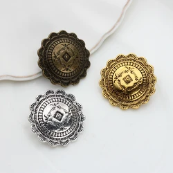 30mm 3pcs/lot Retro Zinc Alloy Charms Pendant /y Round Flowers Decorative Concho Button For DIY Jewelry Accessories