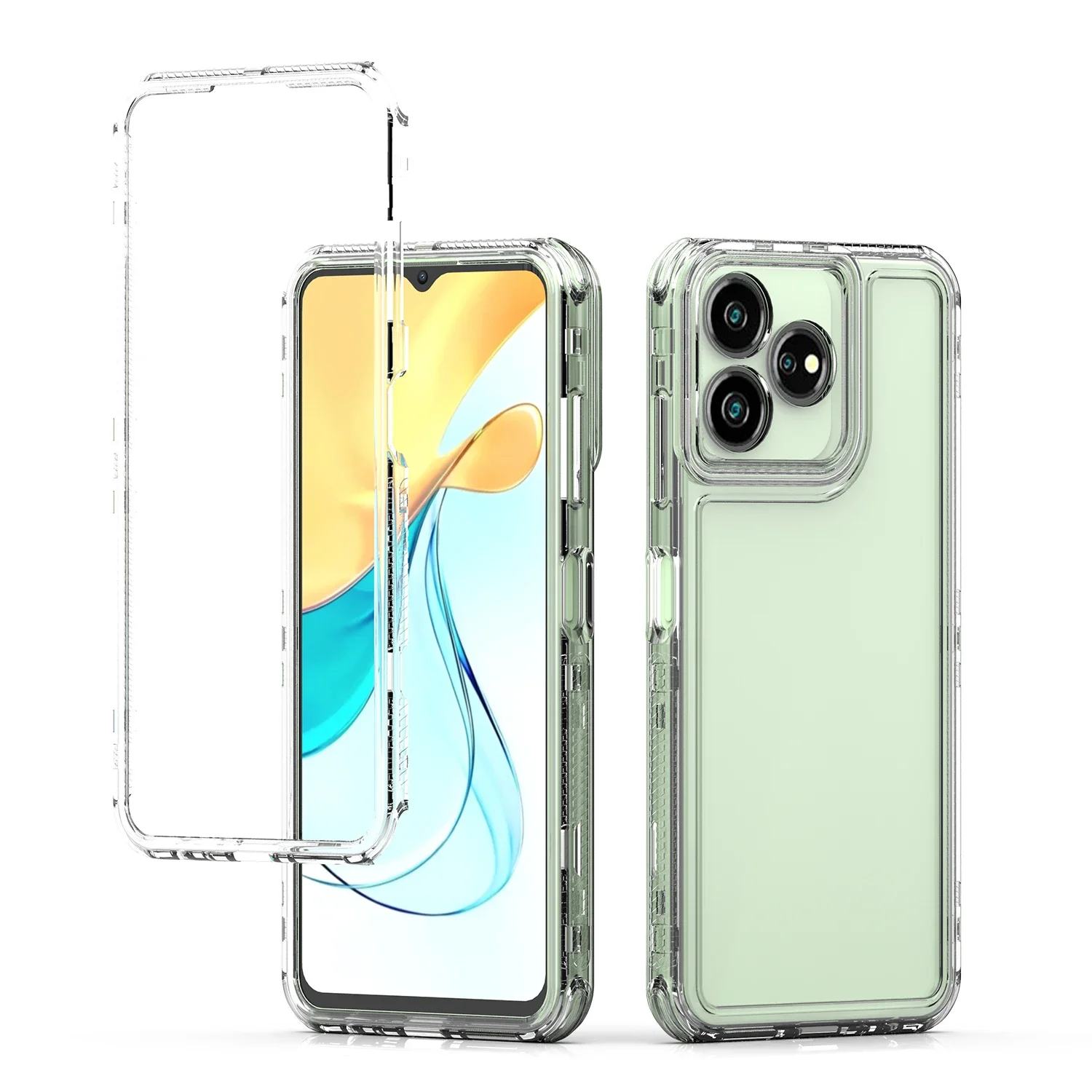 3 in 1 Armor Shockproof Phone Case For ZTE Blade V50 Design 4G V60 Axon 60 50 Lite Hard Plastic Frame Transparent TPU Back Cover