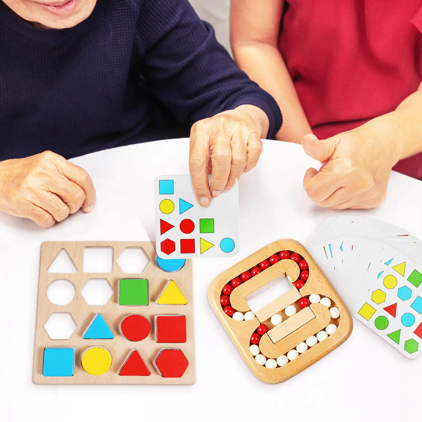 

1Set Wooden Puzzle Maze Geometric Cognitive Matching Games for Seniors Elderly Activities Brain Teaser for Memory Concentration