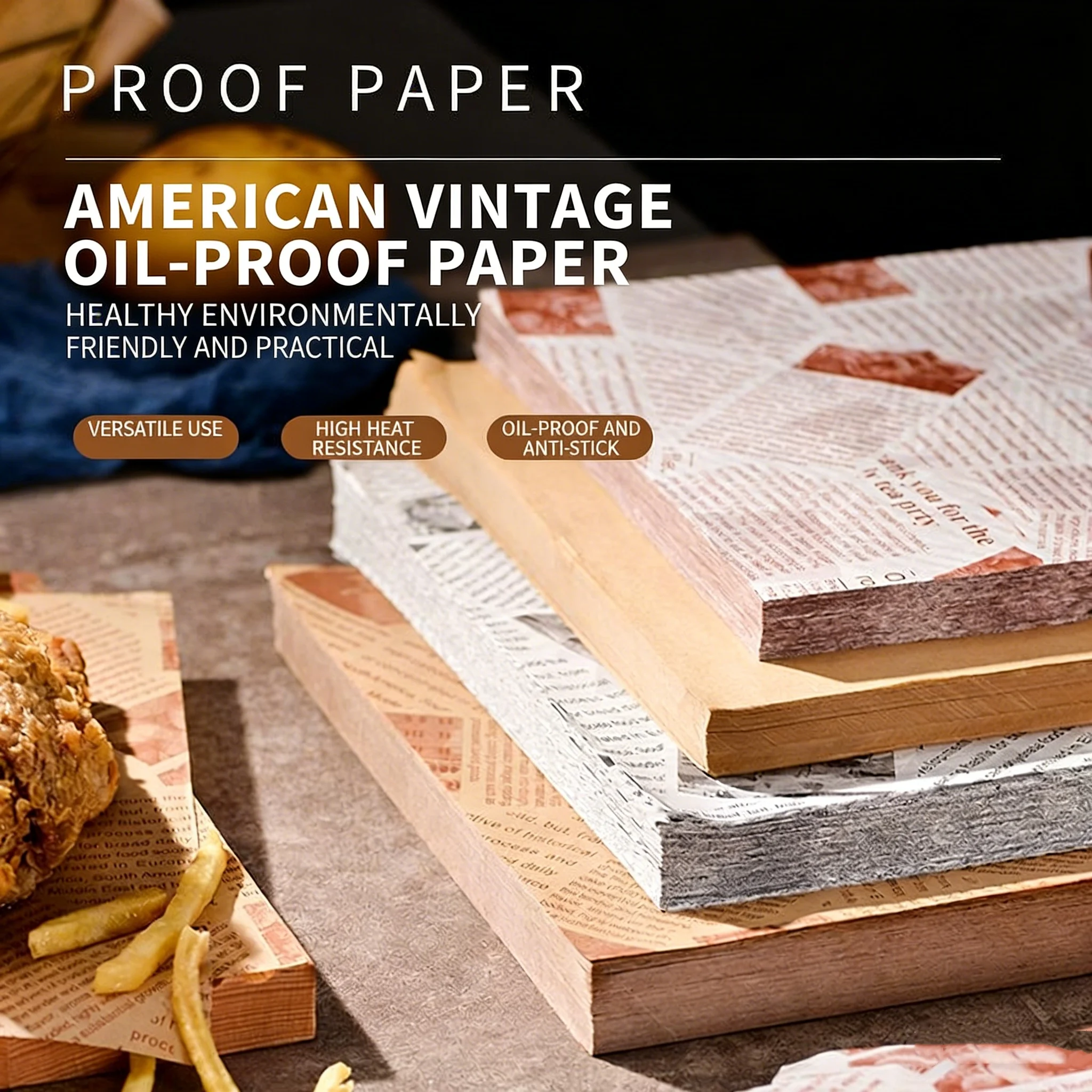 50Pcs Oil-Proof Wax Paper Baking Food Wrappers for Burgers French Fries Sandwiches & Bread Kitchen Food Baking Tools