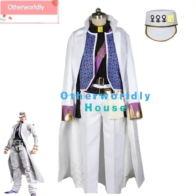 

Anime JoJo's Bizarre Adventure Kujo Jotaro Cosplay Costume JOJO Fancy White Suit Adult Halloween Carnival Uniforms Custom Made