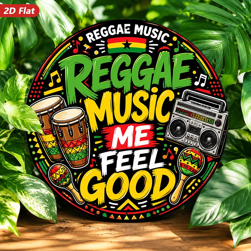 CIFBUY Reggae Style Round Aluminum Wall Art Waterproof Durable Music Decor For Living Room Bedroom Bar Dorm Indoor Outdoor