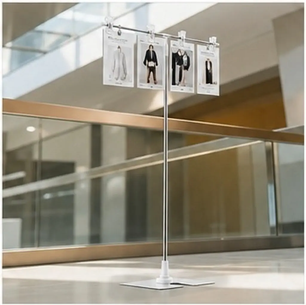 T-Shaped Adjustable Poster Stand Stainless Steel Rustproof Display Holder for Advertising Signs Price Tags Exhibitions