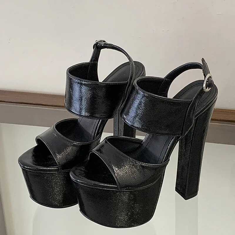 Aneikeh Large Size 41 42 43 44 45 Summer Fashion Rome Buckle Thick High Sandals Ultra-high Platform Women Banquet Party Shoes - view 5