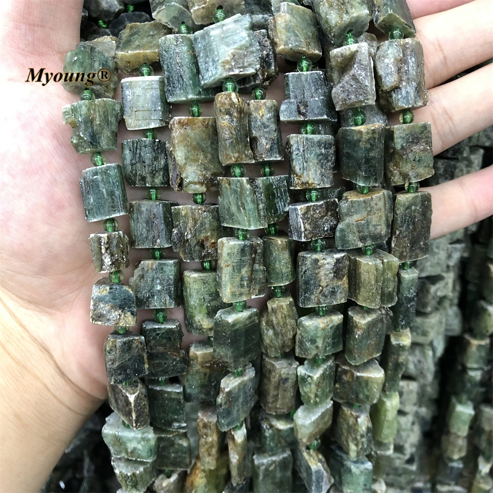 Large Raw Mineral Natural Green Tourmaline Jet Quartz Stone Beads For  DIY Necklace Bracelets Earrings Jewelry  MY220710