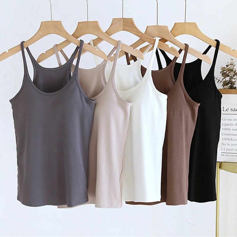 Sexy Chest Pad Sleepwear T-shirt Cotton Sling Tops Summer Chest Pad Lingries For Women One Piece Pajamas Nightwear Vest