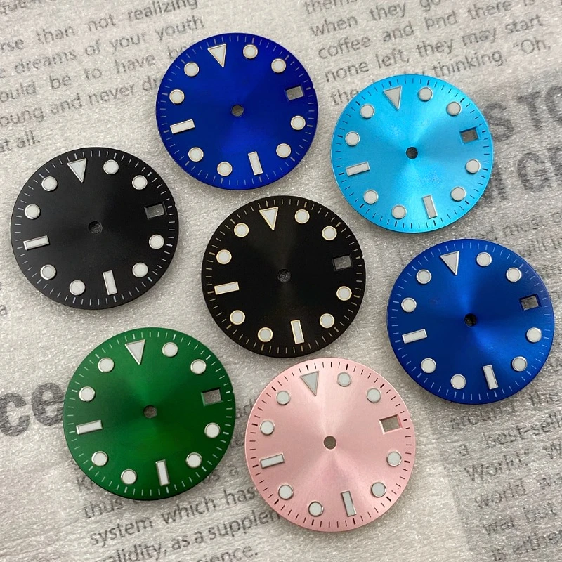 

NH35 Dial 28.5mm S Ice Blue Green Luminous Dial SUB Modified Dial Suitable For NH35 NH36 Movement Watch Modification Accessories